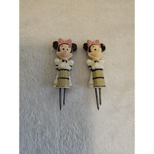 Vintage Disney Minnie Mouse Corn Cob Holders Set of 2 Metal Corn Picks